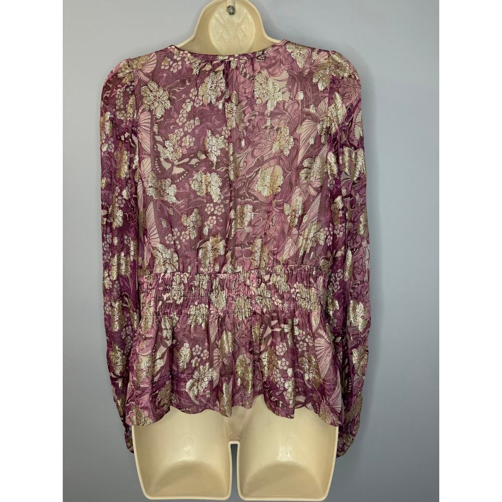 Anthropologie Somerset Floral Chiffon Blouse Floral Women's M New Romantic - Picture 5 of 15